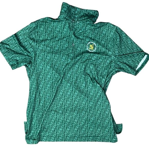 U.S. Open Green Allover Squirrel Polo Shirt Embroidered Logo Mens Medium - Picture 1 of 5